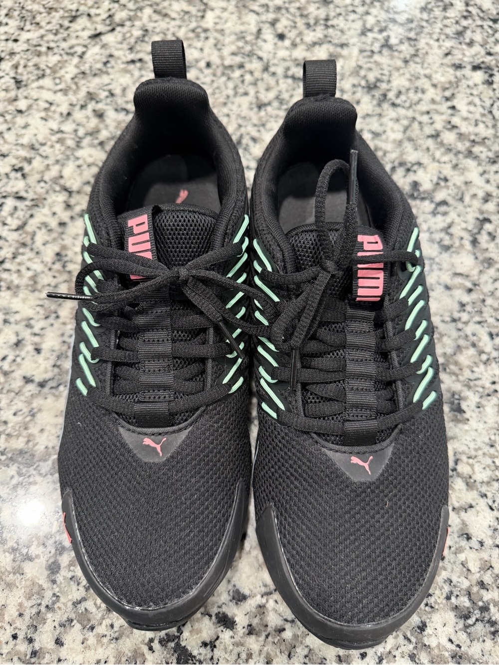 Puma Black Women's Sneakers with Mint and Pink Accents